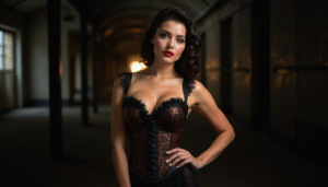 Corsé steampunk estilo pin up con cadenas decorativas y botones metálicos, bustier gótico para mujer con carácter