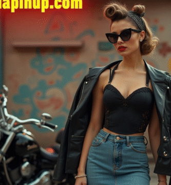 Mujer con estilo rockabilly, peinado retro y ropa pin up en modapinup.com